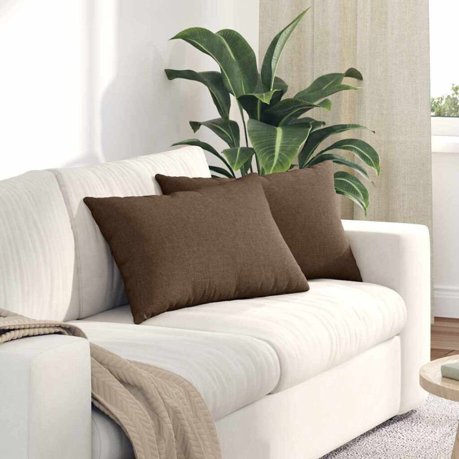 vidaXL Sofa Kussens 2 pcs Bruin 60 x 40 cm Stof afbeelding 1