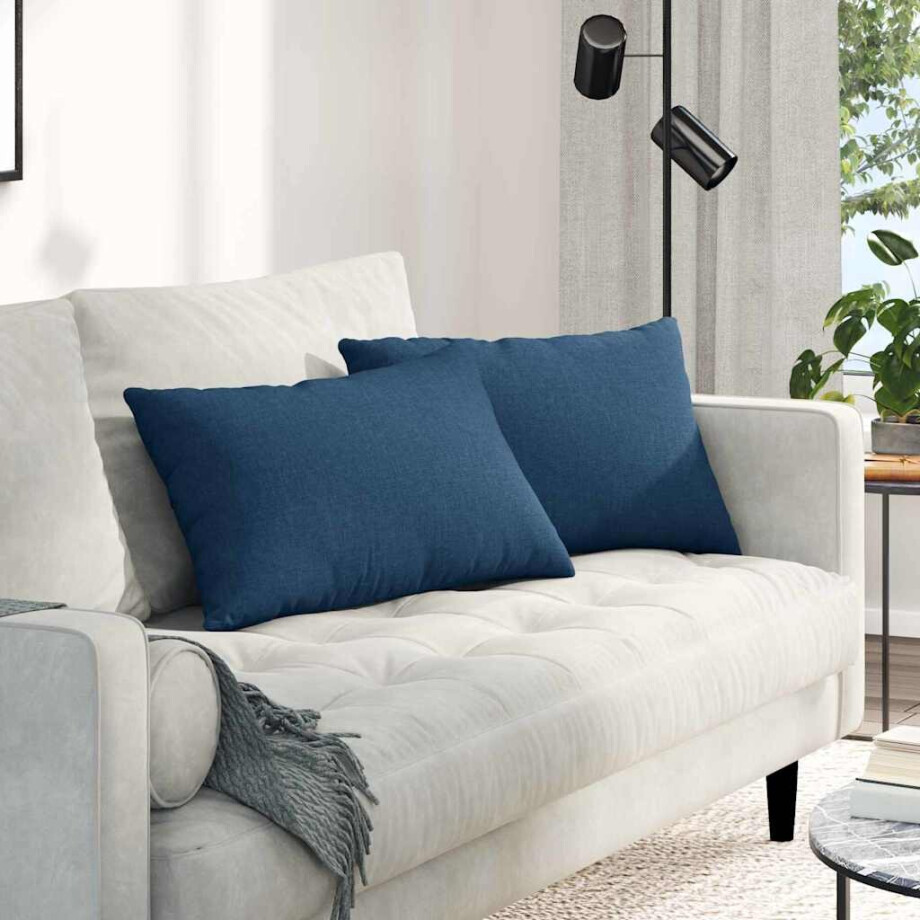 vidaXL Sofa Kussens 2 pcs Blauw 60 x 40 cm Stof afbeelding 1