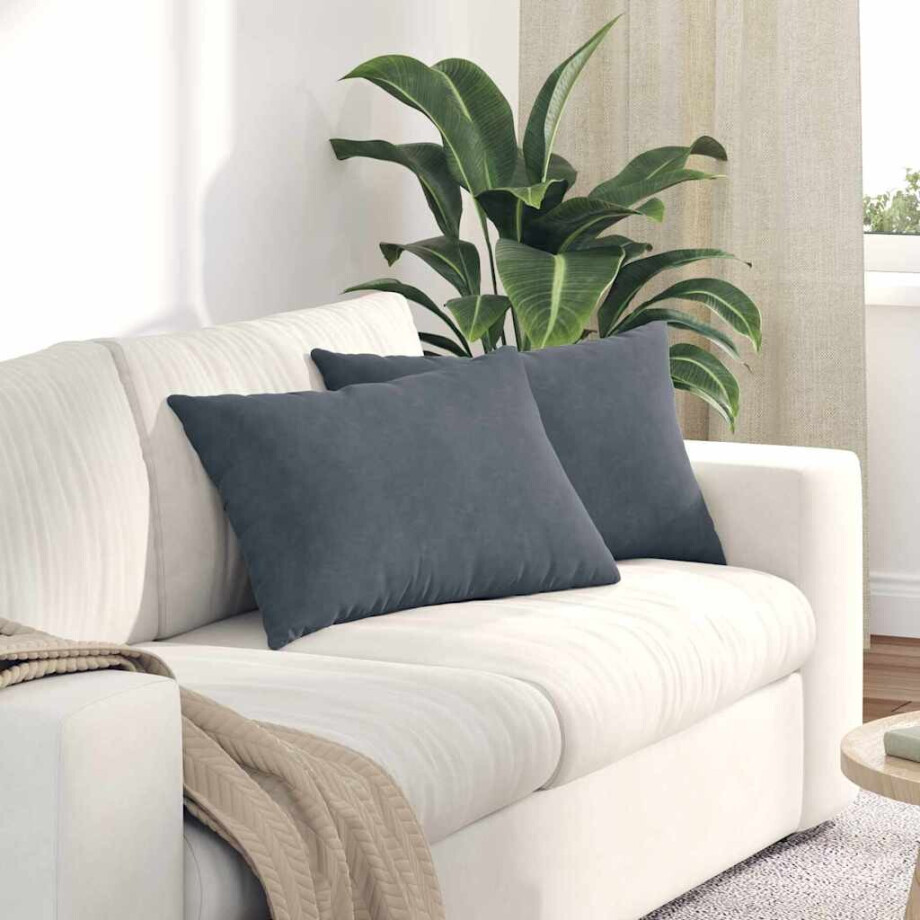 vidaXL Sofa Kussens 2 stuks Donkergrijs 60 x 40 cm Cordstof afbeelding 1