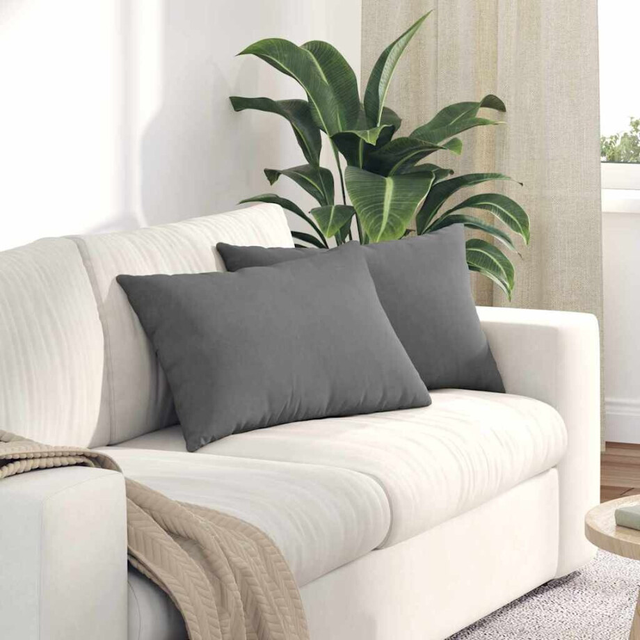 vidaXL Sofa Kussens 2 stuks Donkergrijs 60 x 40 cm Stof afbeelding 1