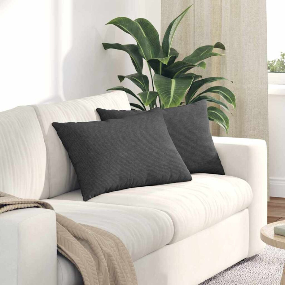 vidaXL Sofa Kussens 2 stuks Donkergrijs 60 x 40 cm Cordstof afbeelding 1