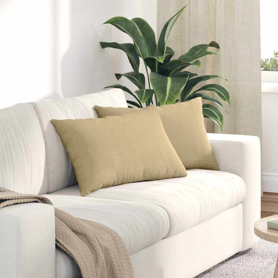 vidaXL Sofa Kussens 2 stuks Grijs groen 60 x 40 cm Cordstof afbeelding 1
