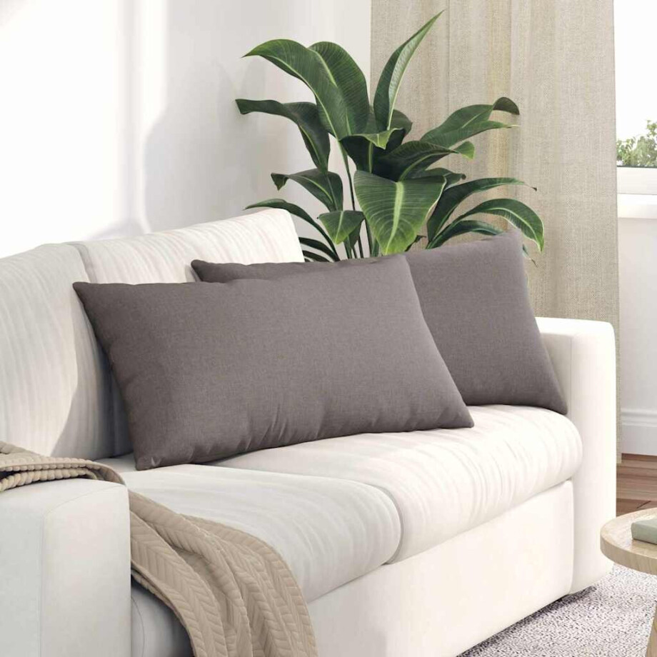 vidaXL Sofa Kussens 2 pcs Taupe 80 x 40 cm Stof afbeelding 1