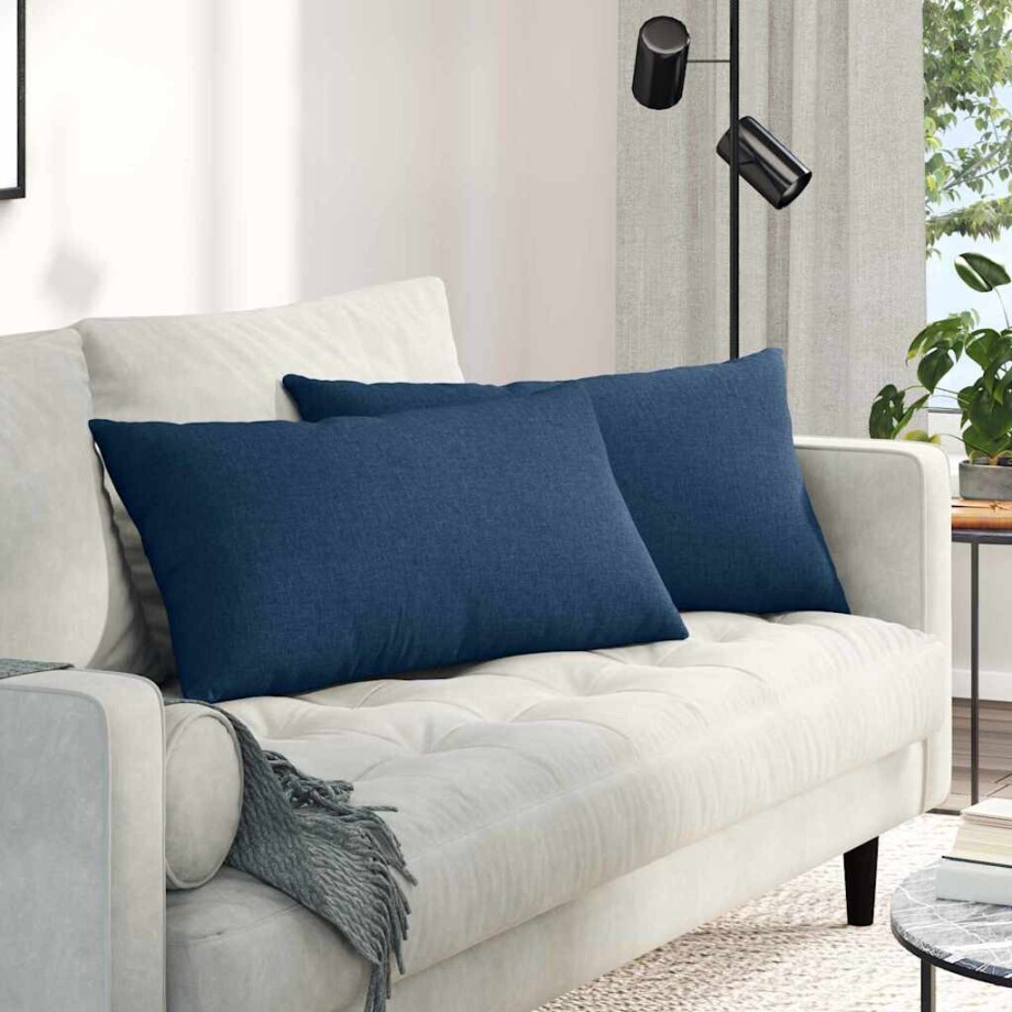 vidaXL Sofa Kussens 2 pcs Blauw 80 x 40 cm Stof afbeelding 1