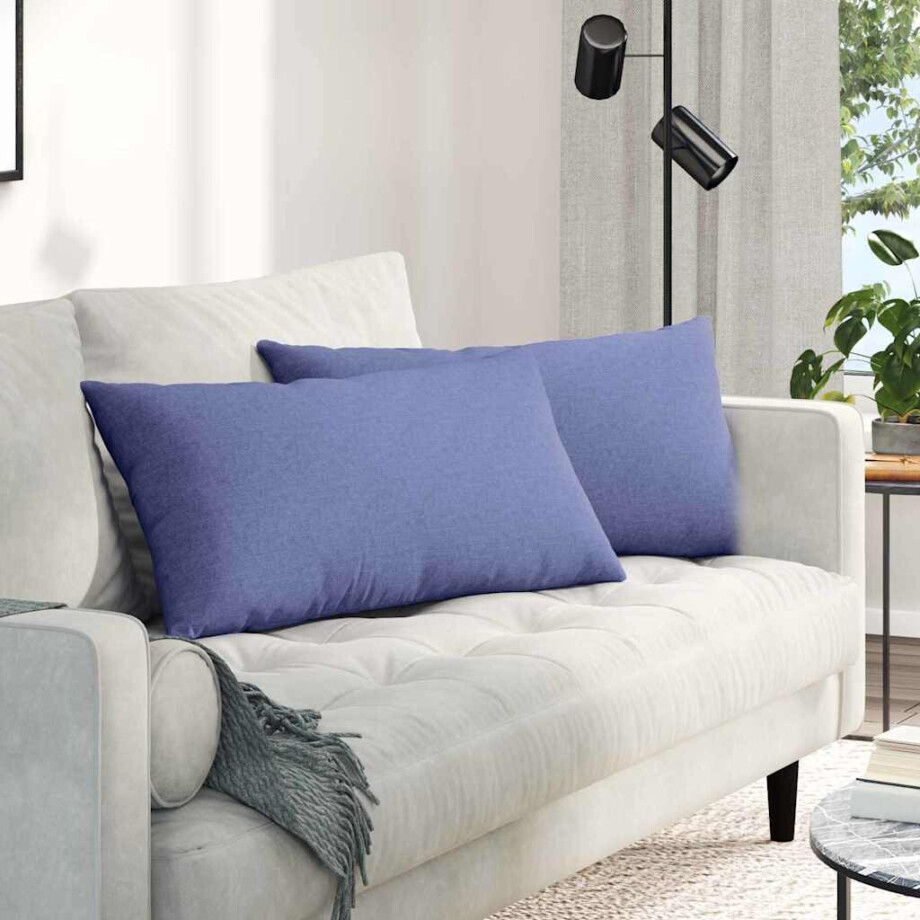 vidaXL Sofa Kussens 2 pcs Jeans Blauw 80 x 40 cm Stof afbeelding 1