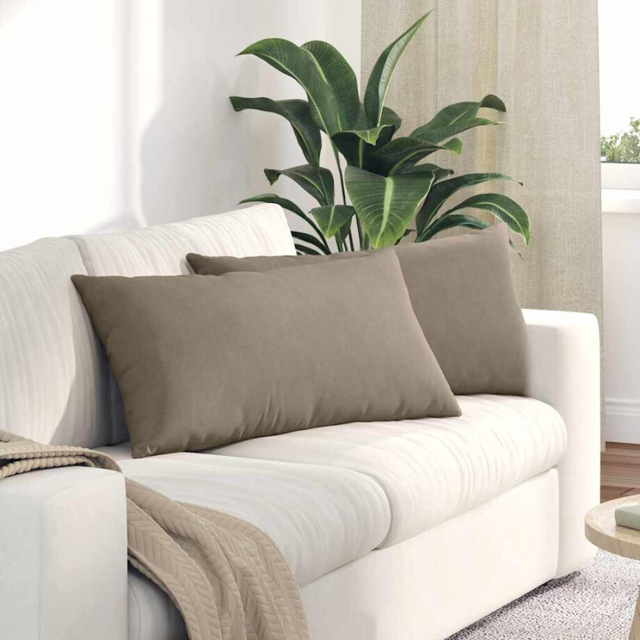 vidaXL Sofa Kussens 2 stuks Taupe 80 x 40 cm Stof afbeelding 1