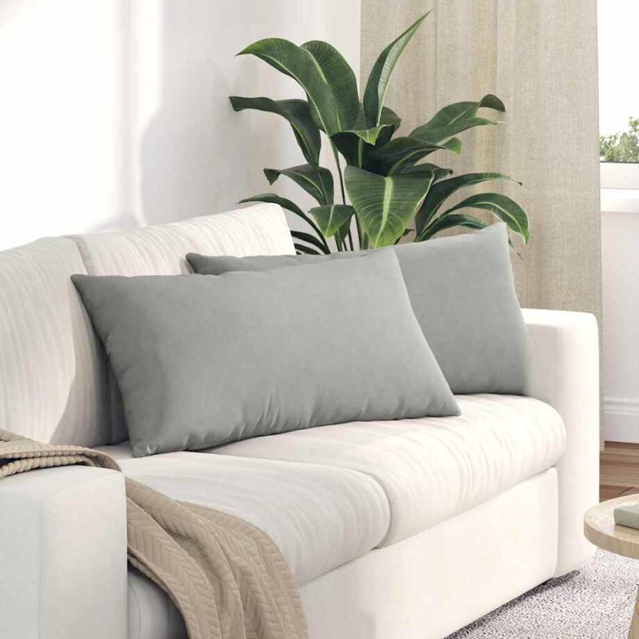 vidaXL Sofa Kussens 2 stuks Lichtgrijs 80 x 40 cm Stof afbeelding 1