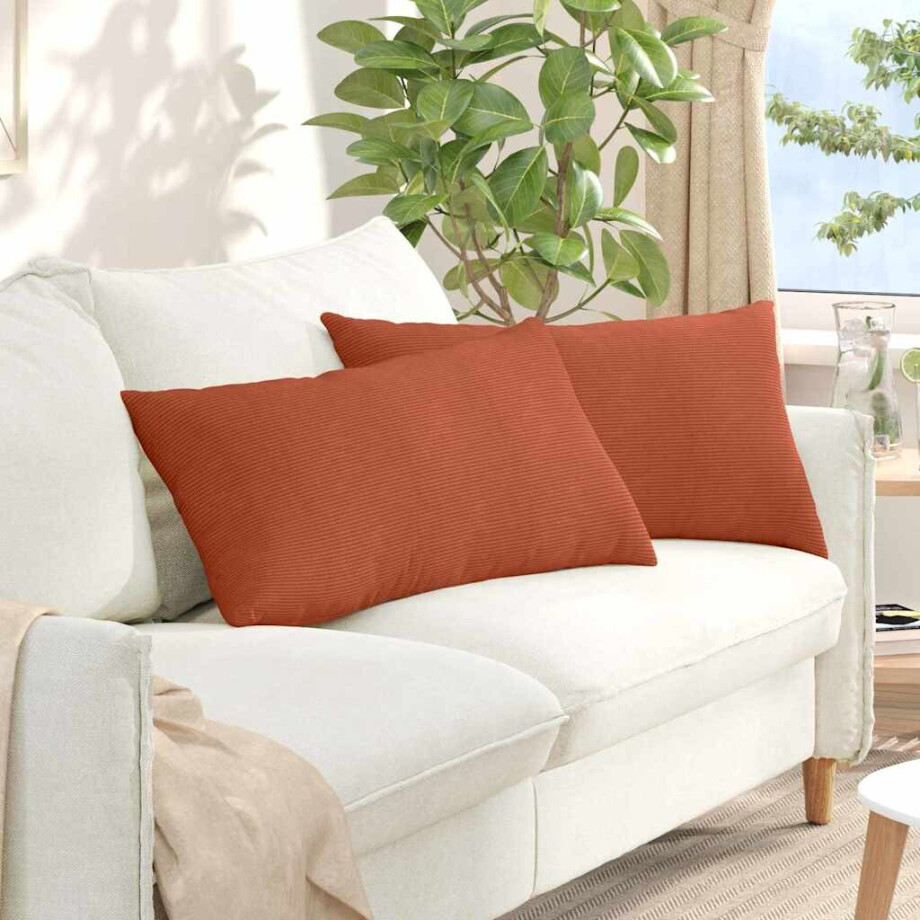 vidaXL Sofa Kussens 2 pcs Rood-oranje 80 x 40 cm Katoen Stof vidaXL Sofa Kussens 2 pcs Rood-oranje 80 x 40 cm Katoen Stof afbeelding 1