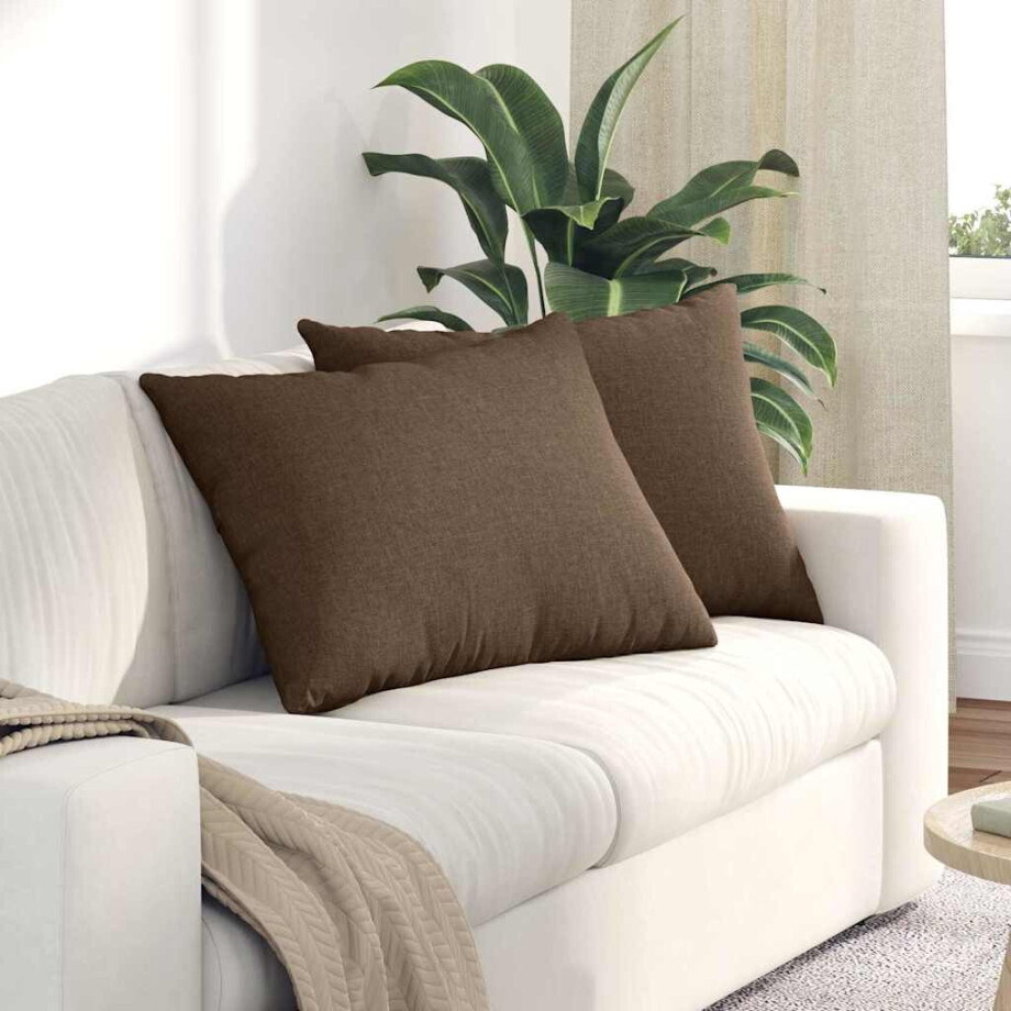 vidaXL Sofa Kussens 2 pcs Bruin 70 x 50 cm Stof afbeelding 1