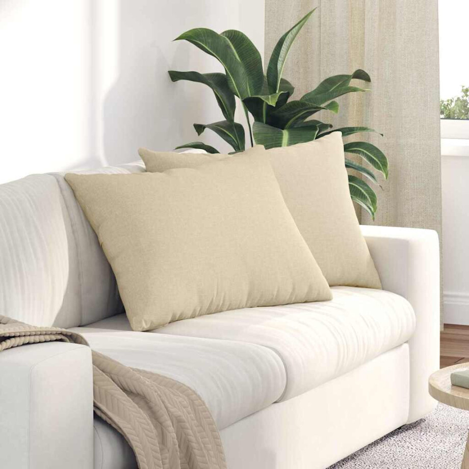 vidaXL Sofa Kussens 2 pcs Crème 70 x 50 cm Stof afbeelding 1