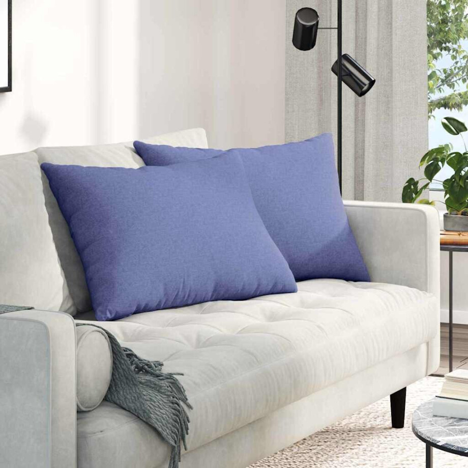 vidaXL Sofa Kussens 2 pcs Jeans Blauw 70 x 50 cm Stof afbeelding 1