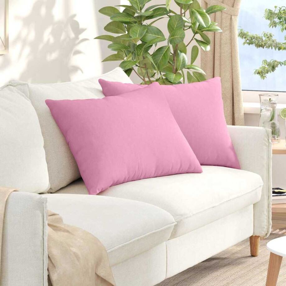 vidaXL Sofa Kussens 2 pcs Roze 70 x 50 cm Stof vidaXL Sofa Kussens 2 pcs Roze 70 x 50 cm Stof afbeelding 1
