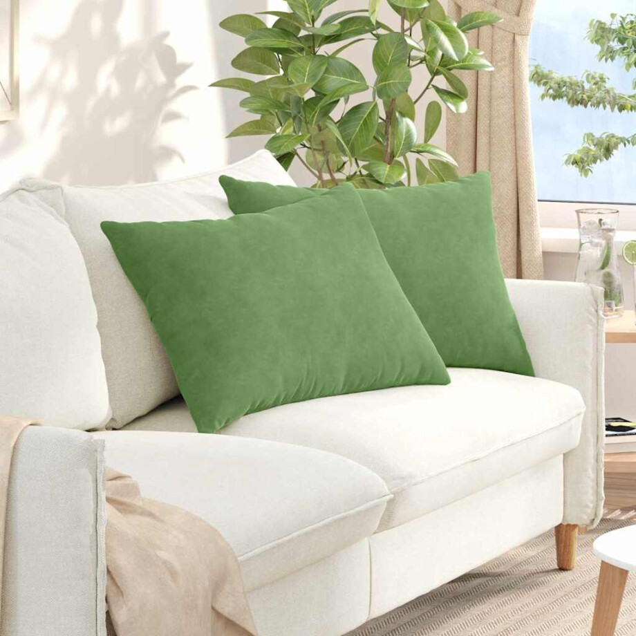 vidaXL Sofa Kussens 2 stuks Lichtgroen 70 x 50 cm Cordstof afbeelding 1