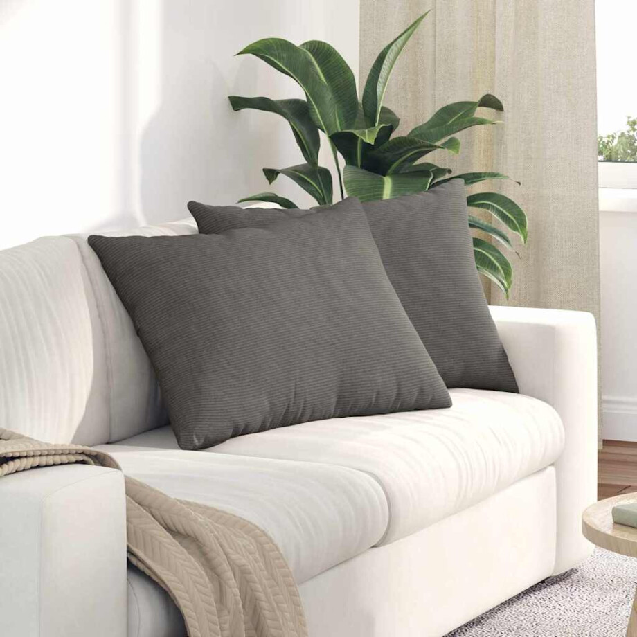 vidaXL Sofa Kussens 2 stuks Lichtgrijs 70 x 50 cm Cordstof afbeelding 1