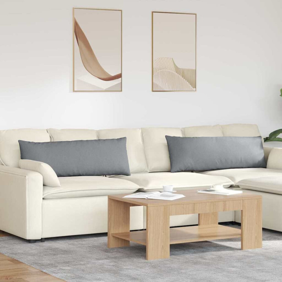 vidaXL Sofa Kussens 2 pcs Lichtgrijs 120 x 40 cm Stof afbeelding 1