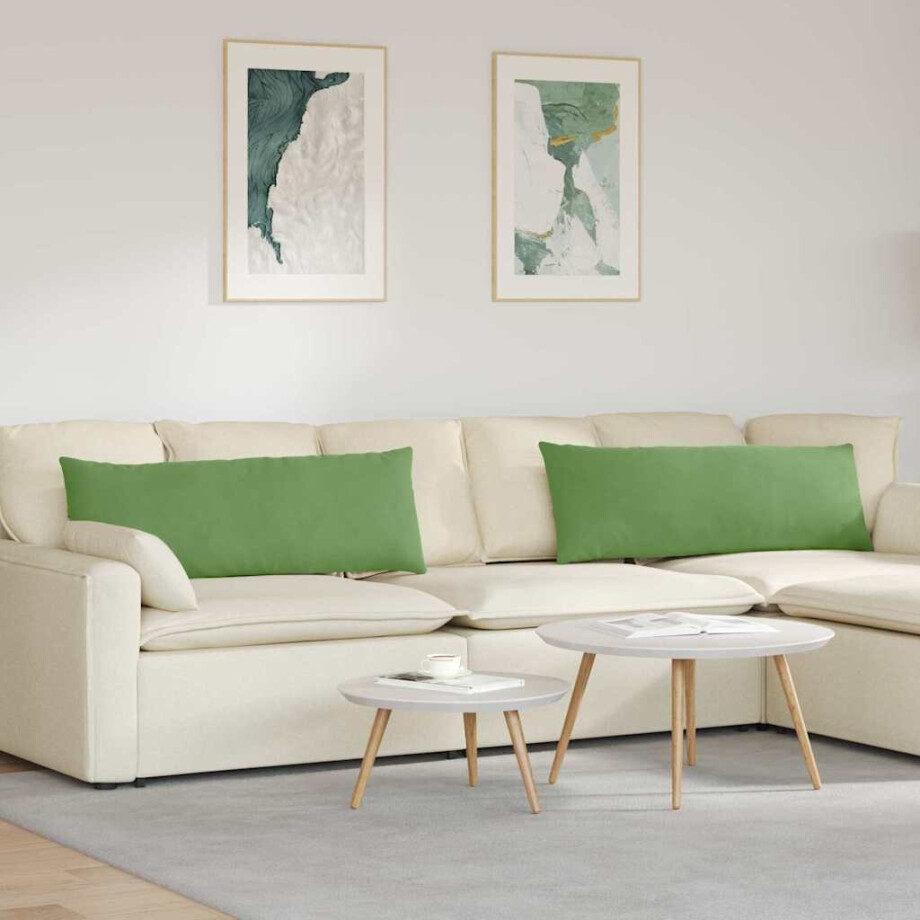 vidaXL Sofa Kussens 2 stuks Lichtgroen 120 x 40 cm Cordstof afbeelding 1