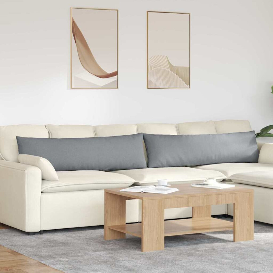 vidaXL Sofa Kussens 2 pcs Lichtgrijs 145 x 40 cm Stof afbeelding 1