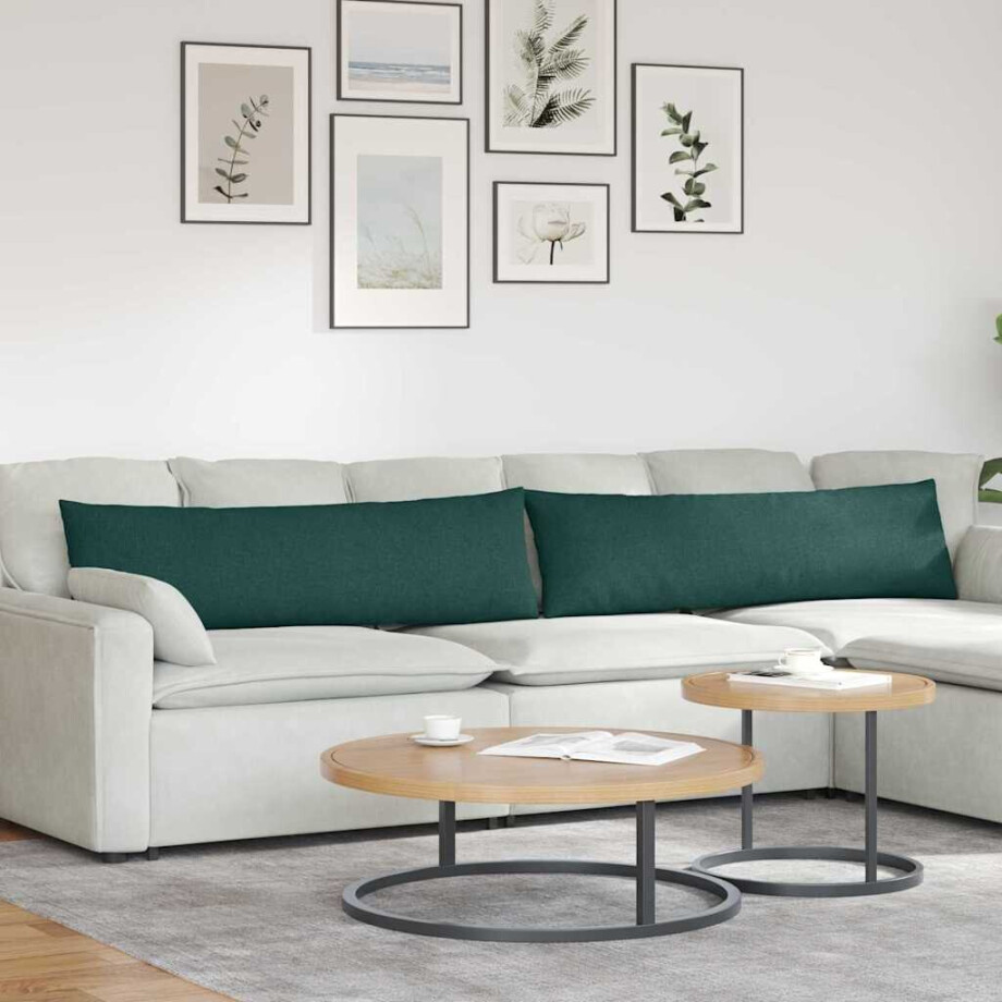 vidaXL Sofa Kussens 2 pcs Donkergroen 145 x 40 cm Stof afbeelding 1