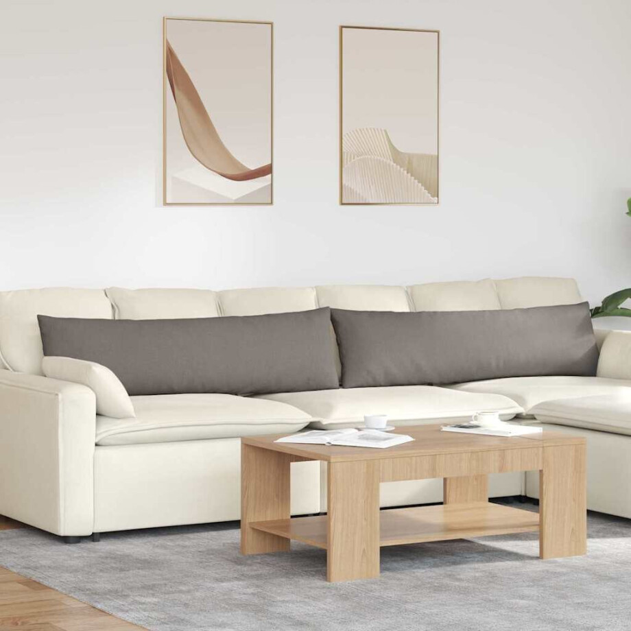 vidaXL Sofa Kussens 2 pcs Taupe 145 x 40 cm Stof afbeelding 1