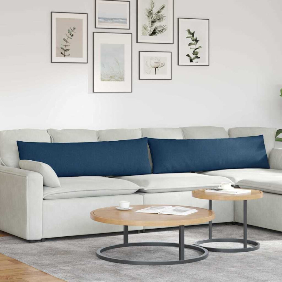 vidaXL Sofa Kussens 2 pcs Blauw 145 x 40 cm Stof afbeelding 1