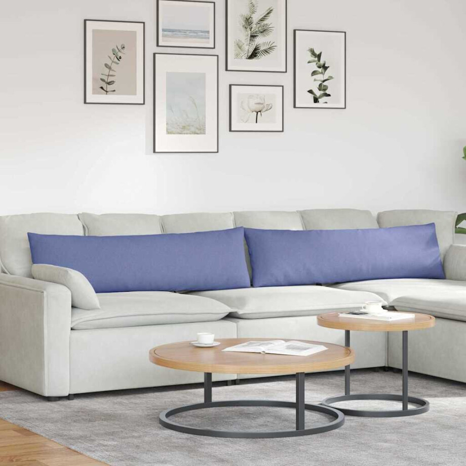 vidaXL Sofa Kussens 2 pcs Jeans Blauw 145 x 40 cm Stof afbeelding 1