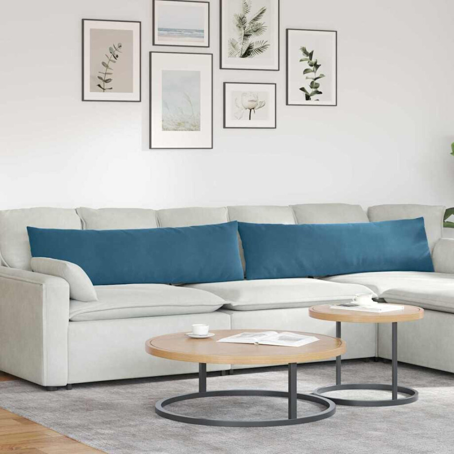 vidaXL Sofa Kussens 2 stuks Blauw 145 x 40 cm Cordstof afbeelding 1