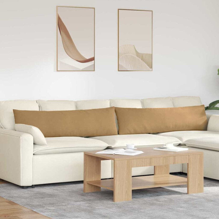 vidaXL Sofa Kussens 2 stuks Bruin 145 x 40 cm Cordstof afbeelding 1