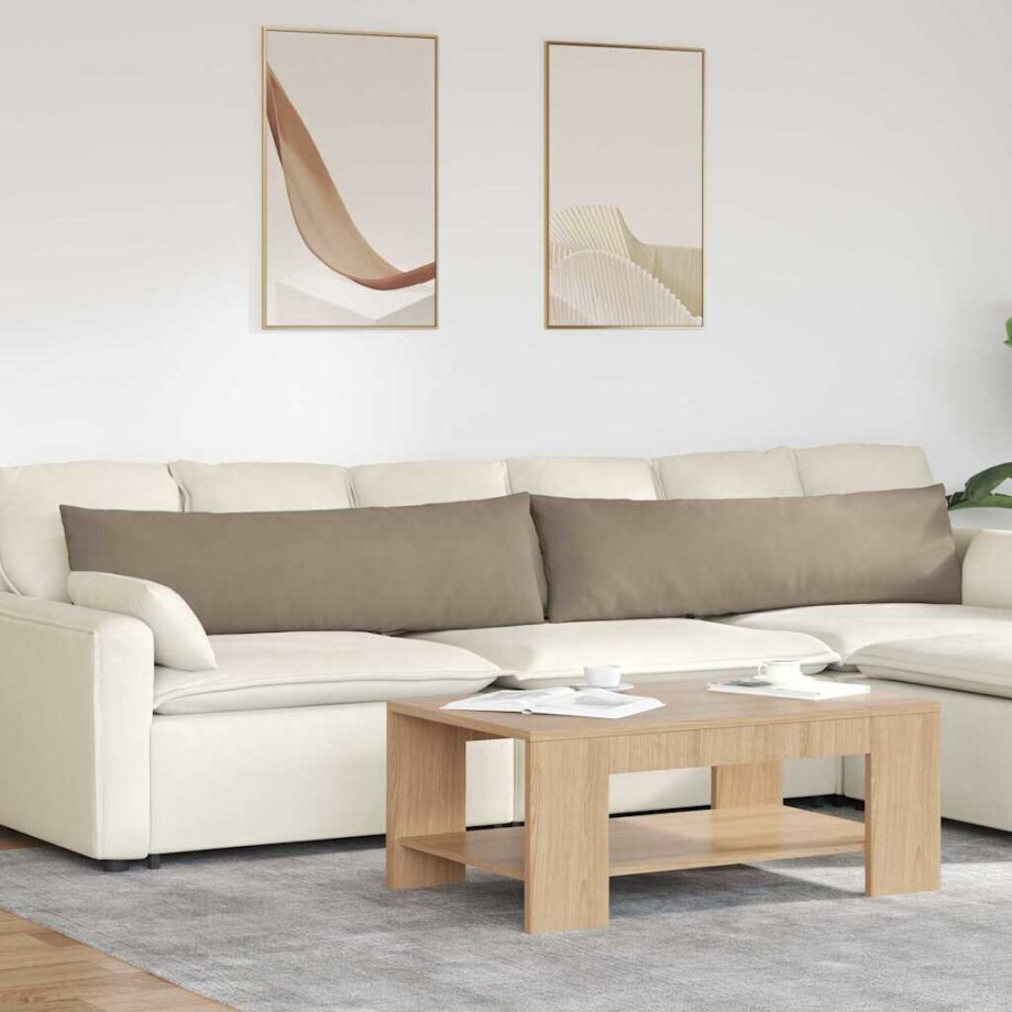 vidaXL Sofa Kussens 2 pcs Taupe 145 x 40 cm Stof afbeelding 1