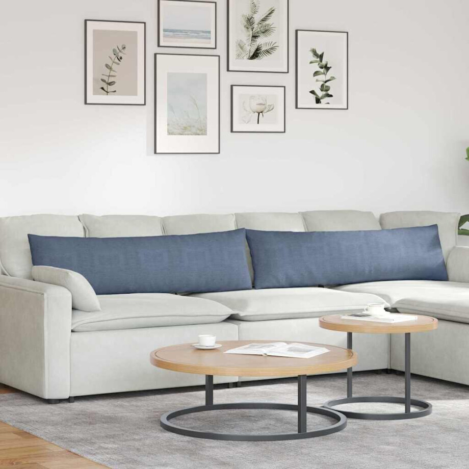 vidaXL Sofa Kussens 2 stuks Blauw 145 x 40 cm Cordstof afbeelding 1