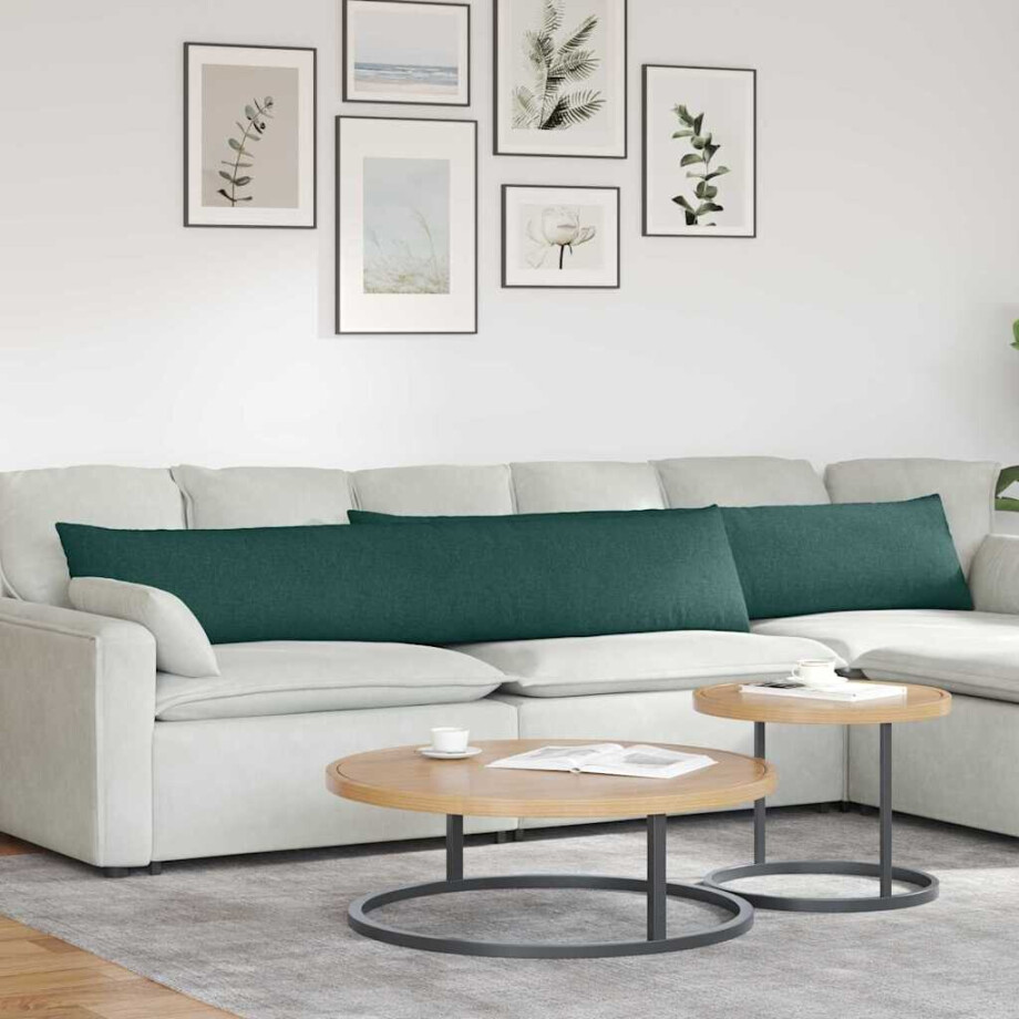 vidaXL Sofa Kussens 2 pcs Donkergroen 200 x 40 cm Stof afbeelding 1
