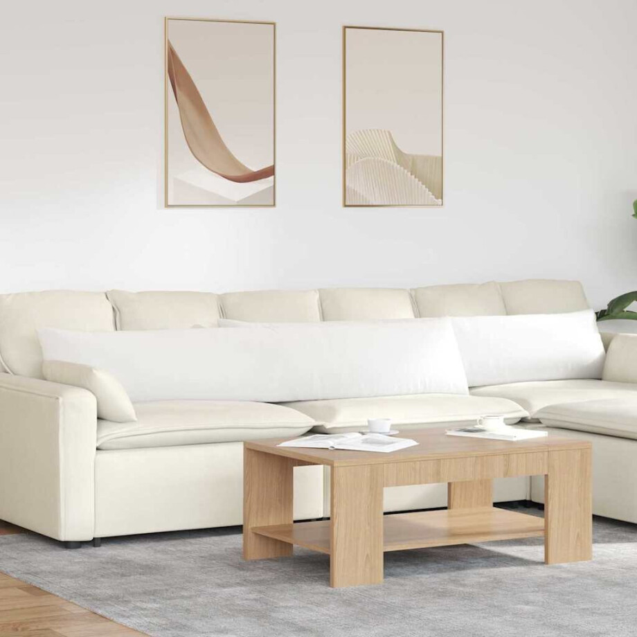 vidaXL Sofa Kussens 2 pcs Wit 200 x 40 cm Stof afbeelding 1