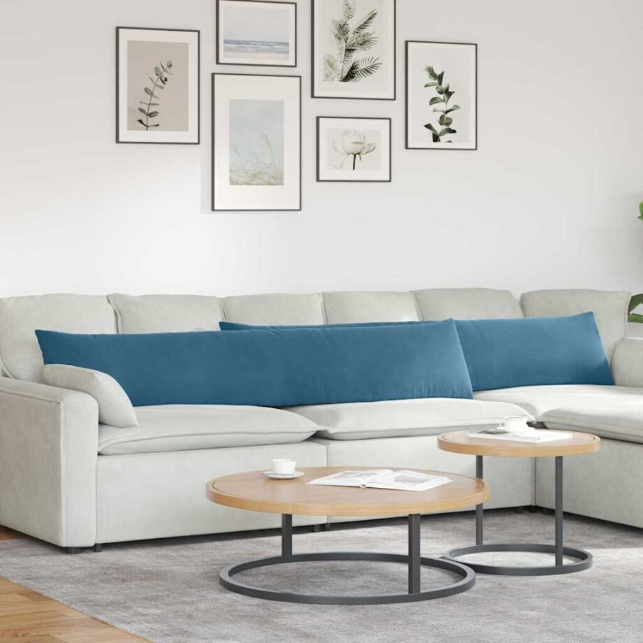 vidaXL Sofa Kussens 2 stuks Blauw 200 x 40 cm Cordstof afbeelding 1