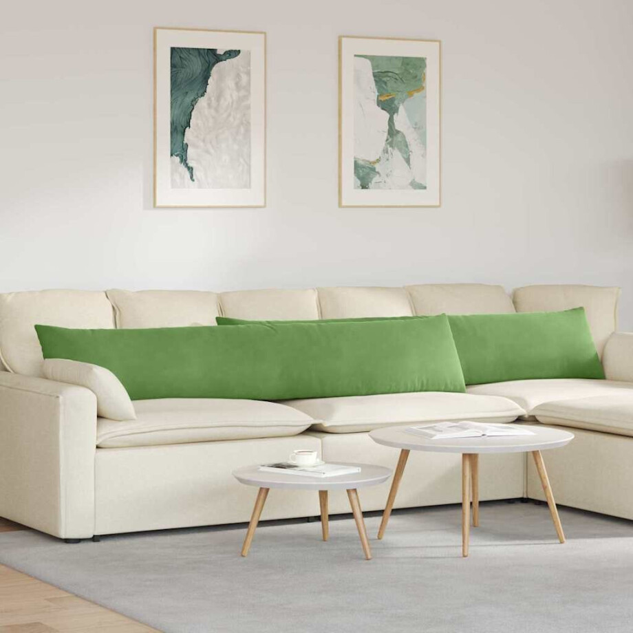 vidaXL Sofa Kussens 2 stuks Lichtgroen 200 x 40 cm Cordstof afbeelding 1