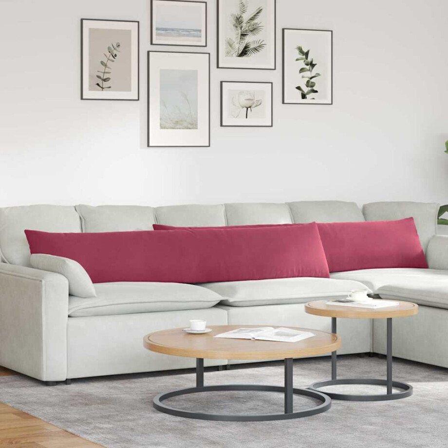 vidaXL Sofa Kussens 2 stuks Wijnrood 200 x 40 cm Cordstof afbeelding 1