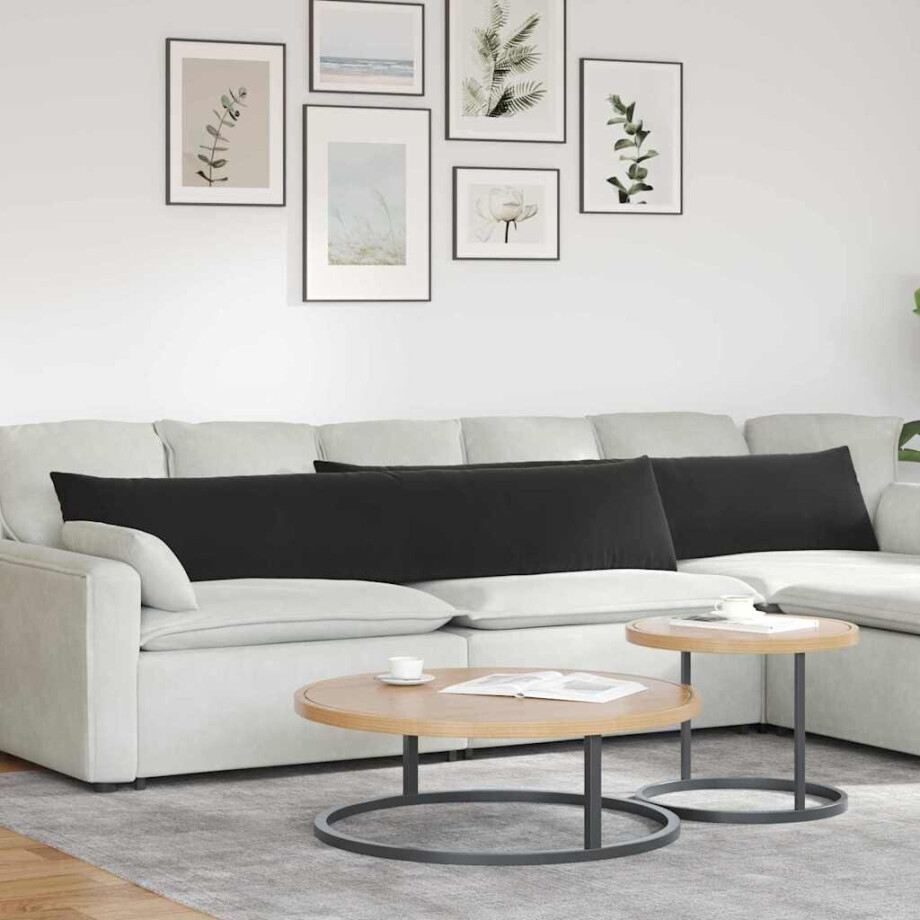 vidaXL Sofa Kussens 2 stuks Zwart 200 x 40 cm Cordstof afbeelding 1