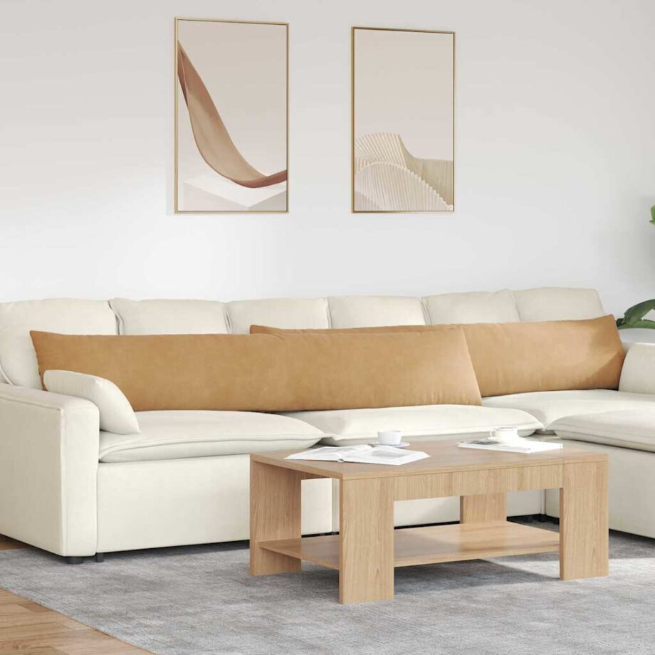 vidaXL Sofa Kussens 2 stuks Bruin 200 x 40 cm Cordstof afbeelding 1