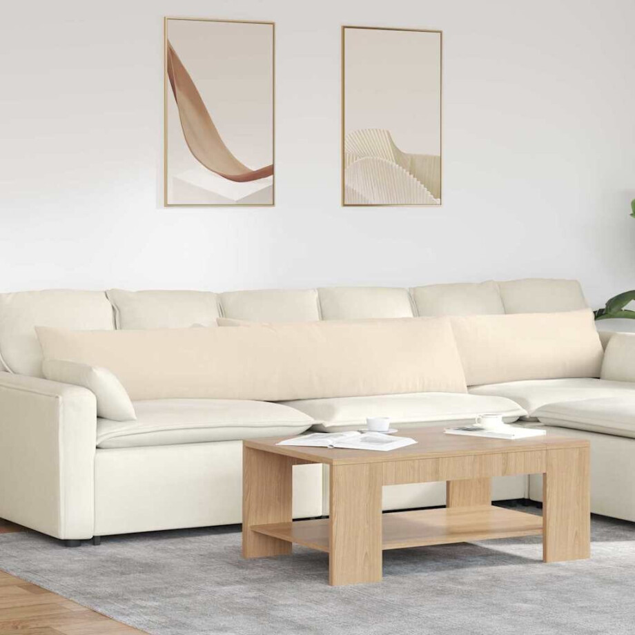 vidaXL Sofa Kussens 2 stuks Beige 200 x 40 cm Stof afbeelding 1