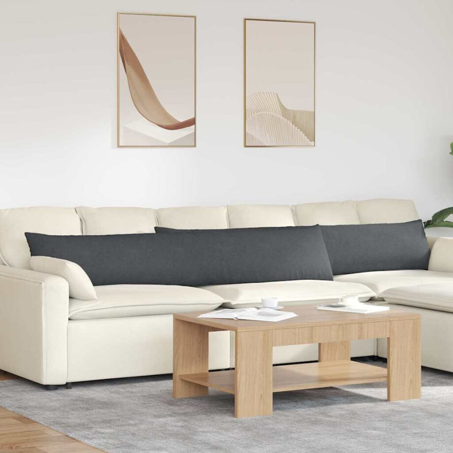vidaXL Sofa Kussens 2 stuks Donkergrijs 200 x 40 cm Cordstof afbeelding 1