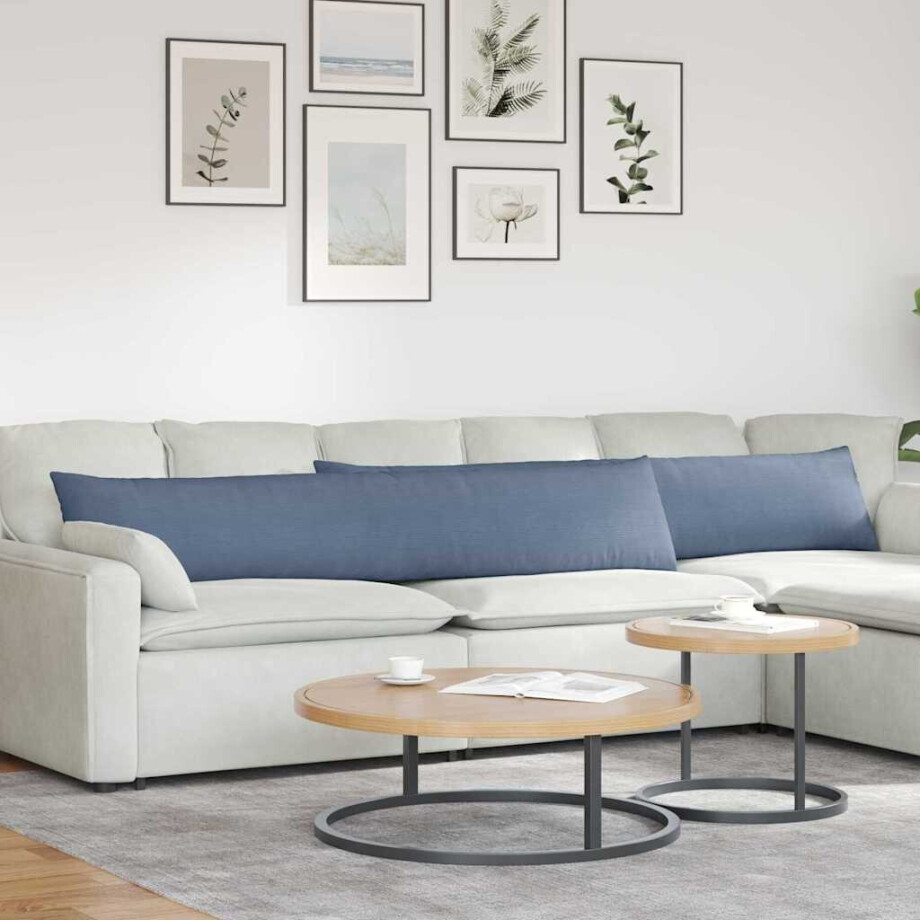 vidaXL Sofa Kussens 2 stuks Blauw 200 x 40 cm Cordstof afbeelding 1