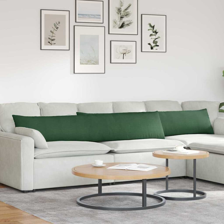 vidaXL Sofa Kussens 2 stuks Donkergroen 200 x 40 cm Cordstof afbeelding 1