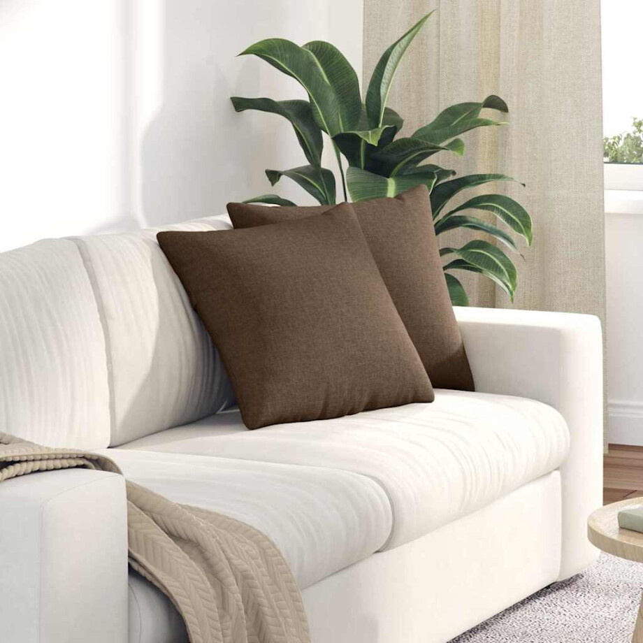 vidaXL Sofa Kussens 2 pcs Bruin 45 x 45 cm Stof afbeelding 1