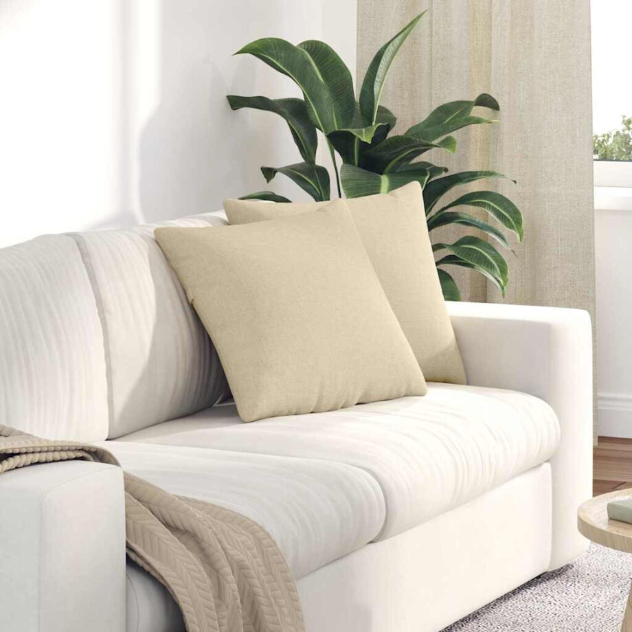 vidaXL Sofa Kussens 2 pcs Crème 45 x 45 cm Stof afbeelding 1