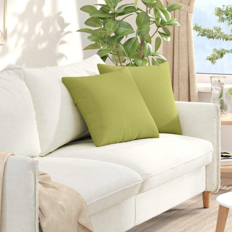 vidaXL Sofa Kussens 2 pcs Lichtgroen 45 x 45 cm Stof afbeelding 1