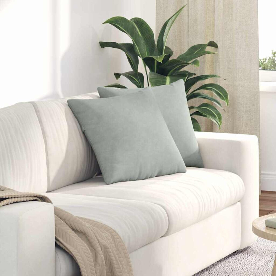 vidaXL Sofa Kussens 2 stuks Lichtgrijs 45 x 45 cm Cordstof afbeelding 1