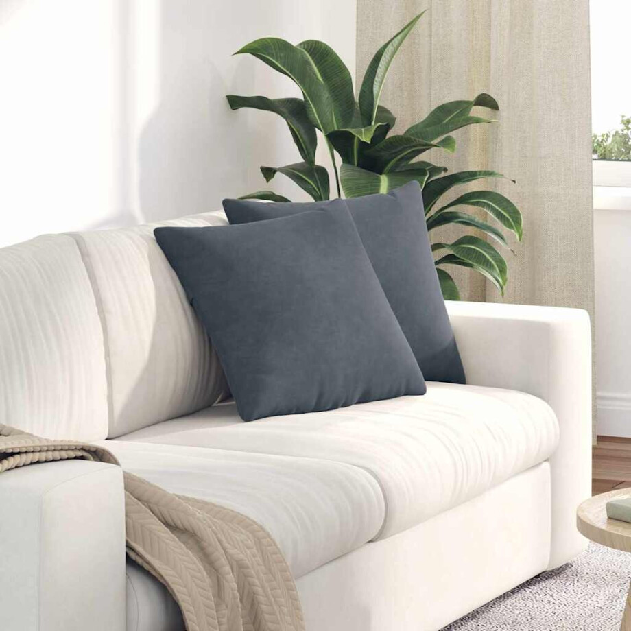 vidaXL Sofa Kussens 2 stuks Donkergrijs 45 x 45 cm Cordstof afbeelding 1