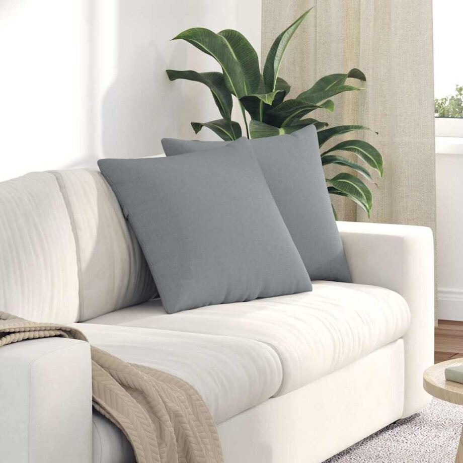 vidaXL Sofa Kussens 2 pcs Lichtgrijs 50 x 50 cm Stof afbeelding 1