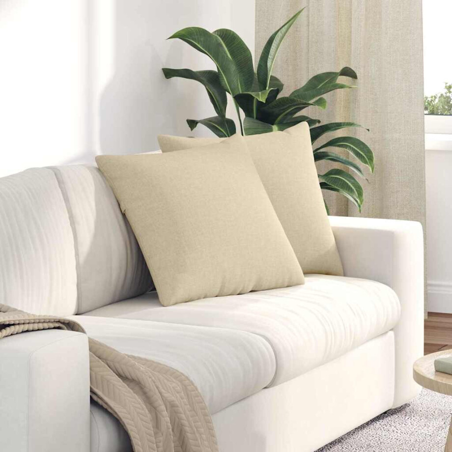 vidaXL Sofa Kussens 2 pcs Crème 50 x 50 cm Stof afbeelding 1