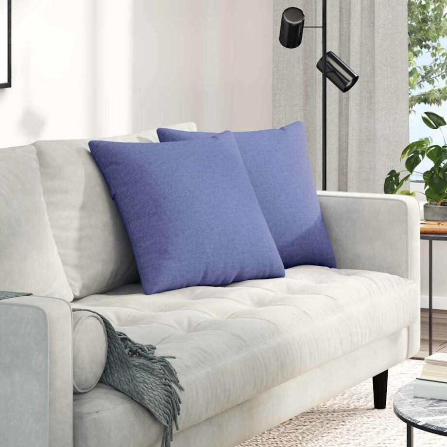 vidaXL Sofa Kussens 2 pcs Jeans Blauw 50 x 50 cm Stof afbeelding 1