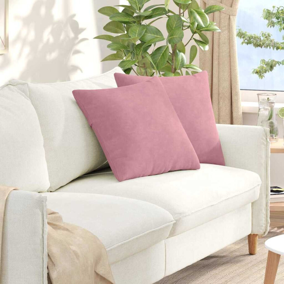 vidaXL Sofa Kussens 2 pcs Roze 50 x 50 cm Katoen Stof vidaXL Sofa Kussens 2 pcs Roze 50 x 50 cm Katoen Stof afbeelding 1