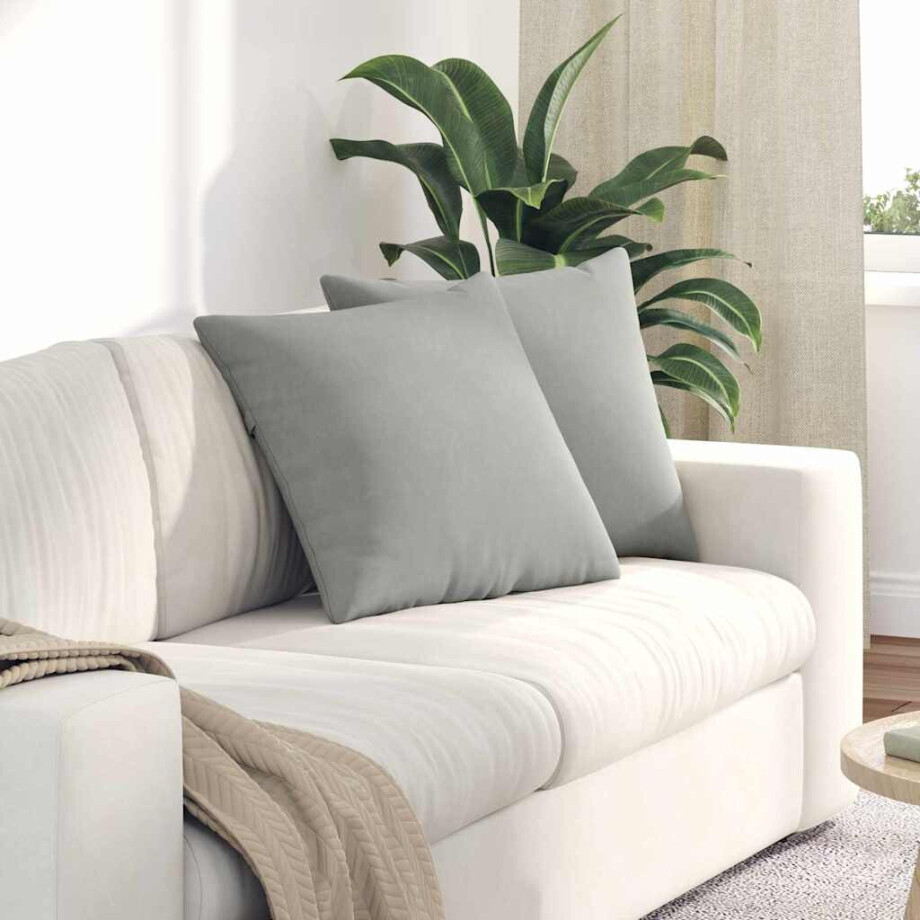 vidaXL Sofa Kussens 2 stuks Lichtgrijs 50 x 50 cm Stof afbeelding 1